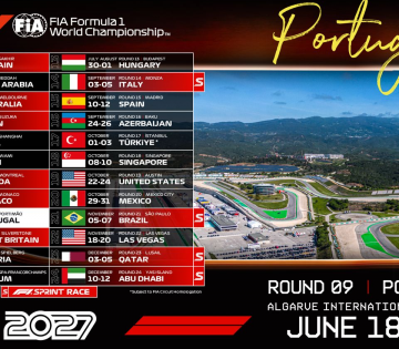 FORMULA 1® PORTUGUESE GRAND PRIX now has a confirmed date: 18-20 June 2027